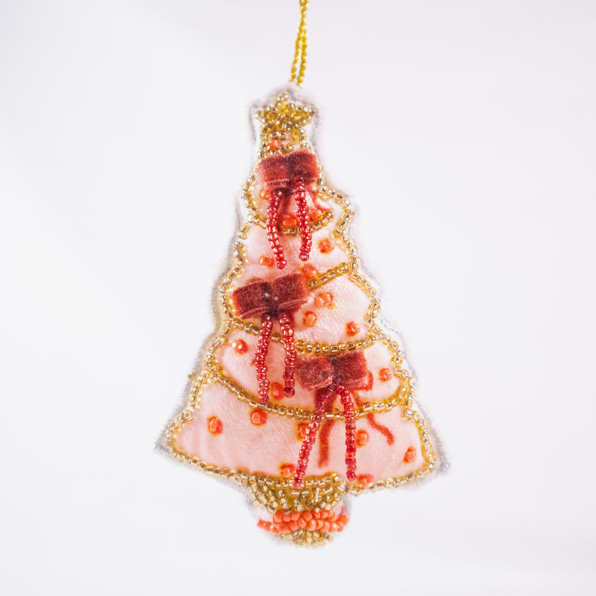 Beaded Fabric Christmas Tree Ornament