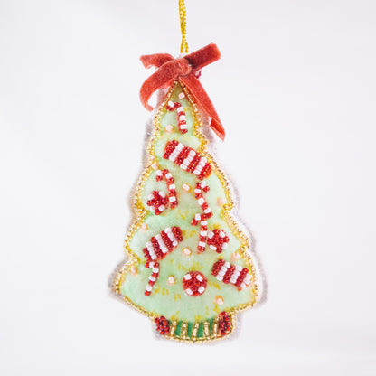 Beaded Fabric Christmas Tree Ornament