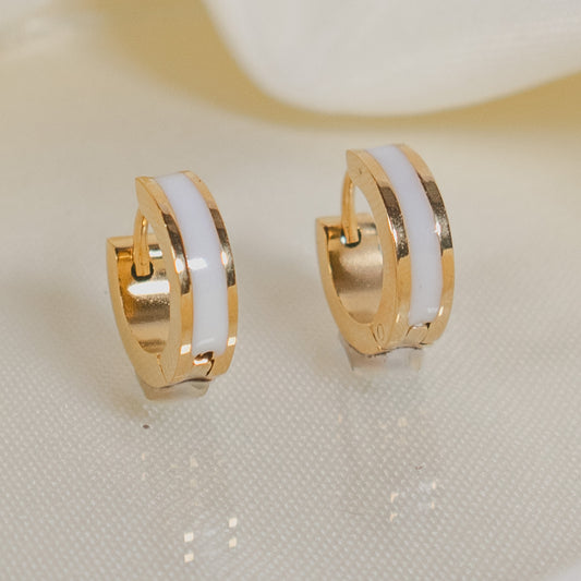 Gold Dipped Stripe Hoop Earrings