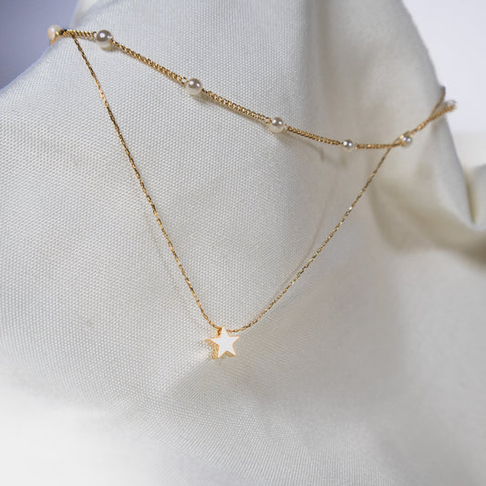Pearl Star Double Layer Necklace