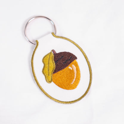 Acorn Embroidered Keychain