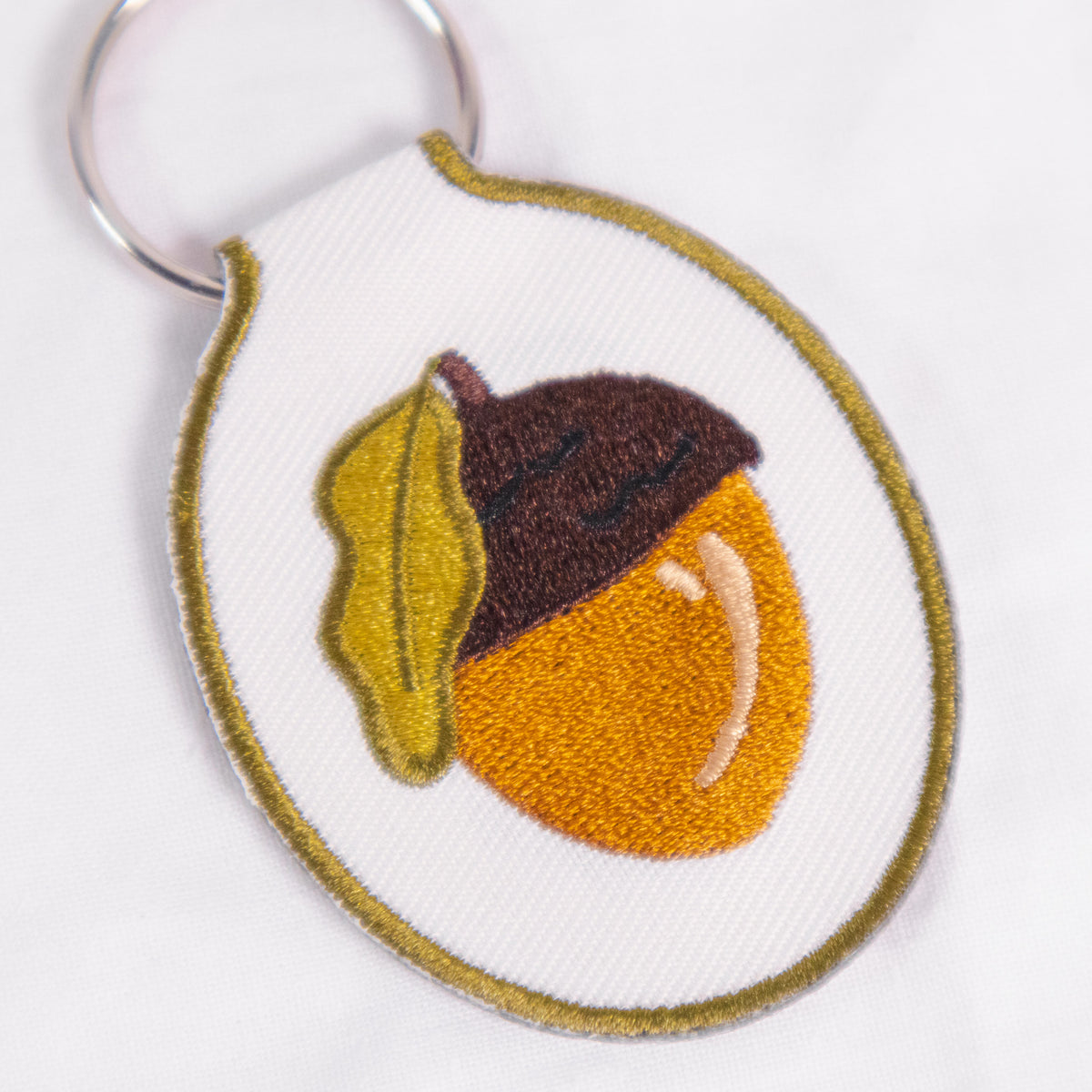 Acorn Embroidered Keychain