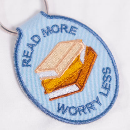 Read More, Worry Less Embroidered Keychain