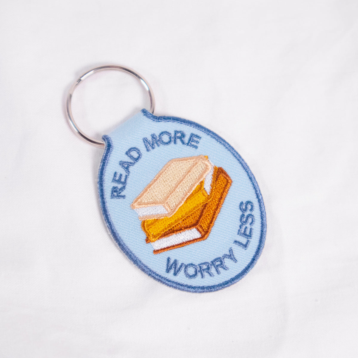 Read More, Worry Less Embroidered Keychain