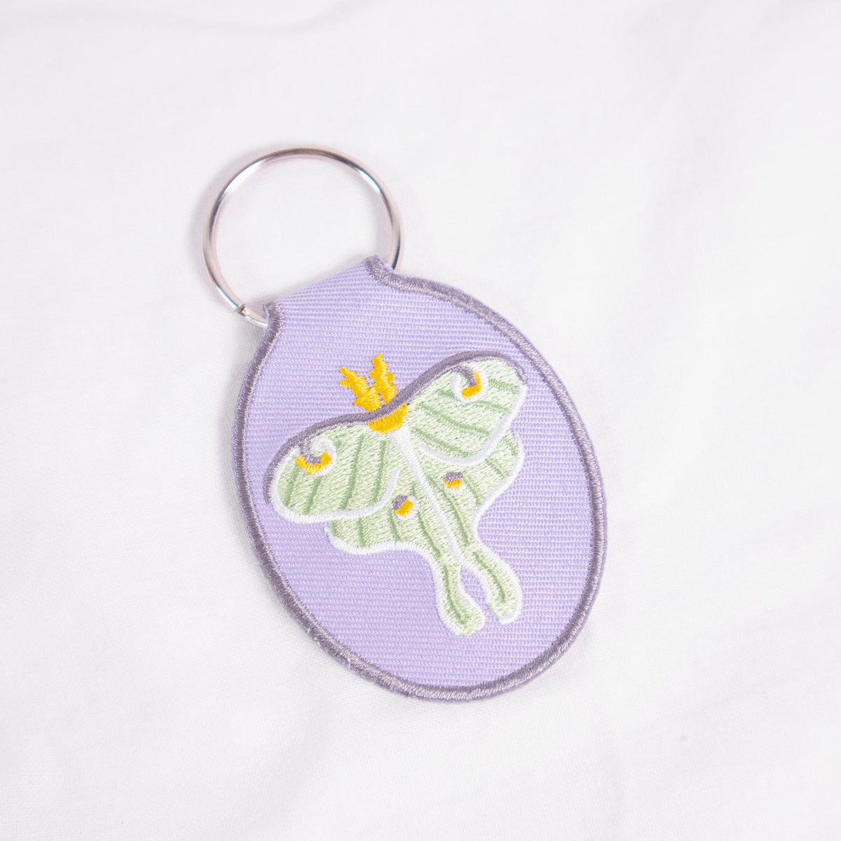 Luna Moth Embroidered Keychain