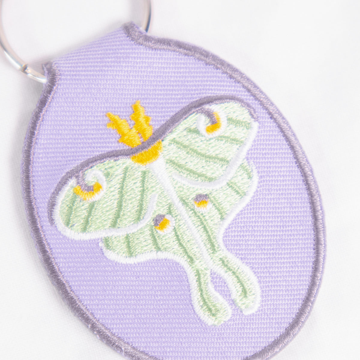 Luna Moth Embroidered Keychain