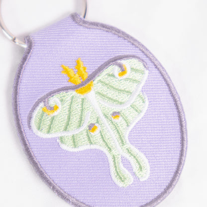 Luna Moth Embroidered Keychain