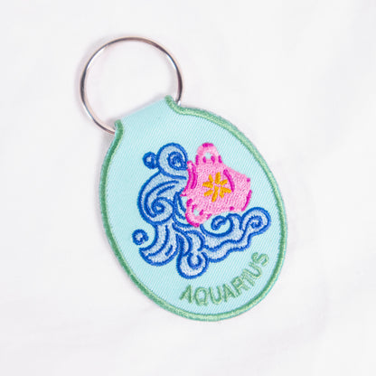 Zodiac Sign Embroidered Keychain