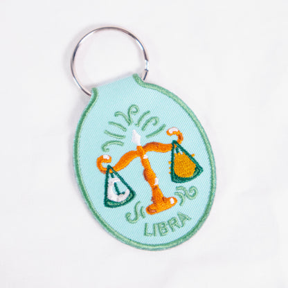 Zodiac Sign Embroidered Keychain