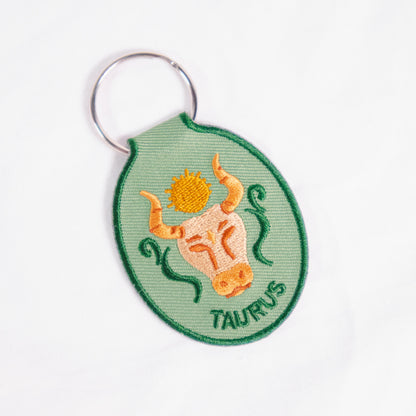 Zodiac Sign Embroidered Keychain
