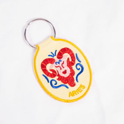 Zodiac Sign Embroidered Keychain