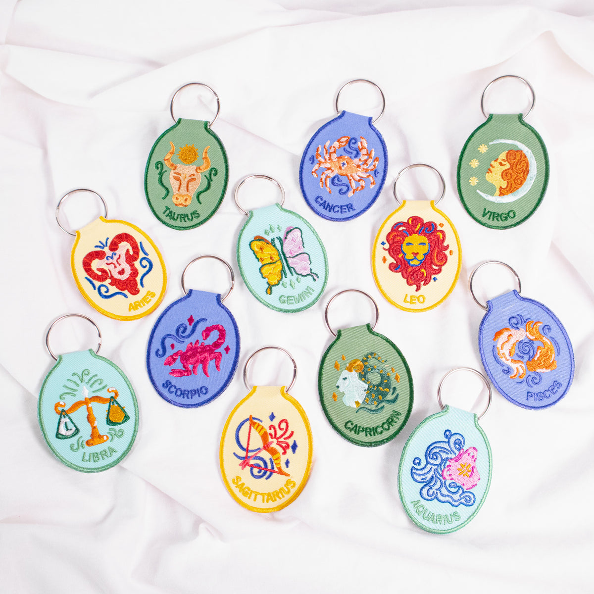 Zodiac Sign Embroidered Keychain