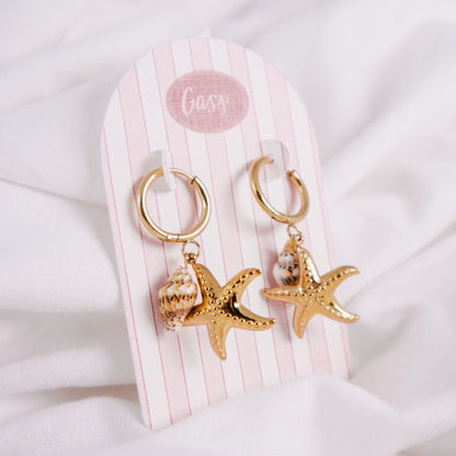 Gold Dipped Sea Charm Earrings