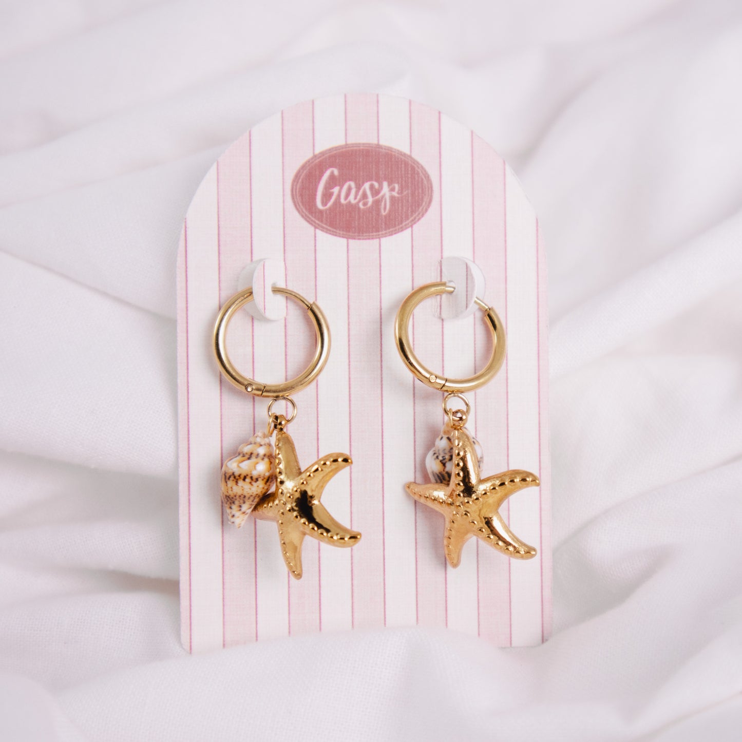 Gold Dipped Sea Charm Earrings