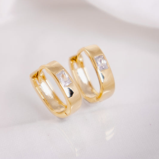 Gold Filled Diamond Huggie Hoop Earrings
