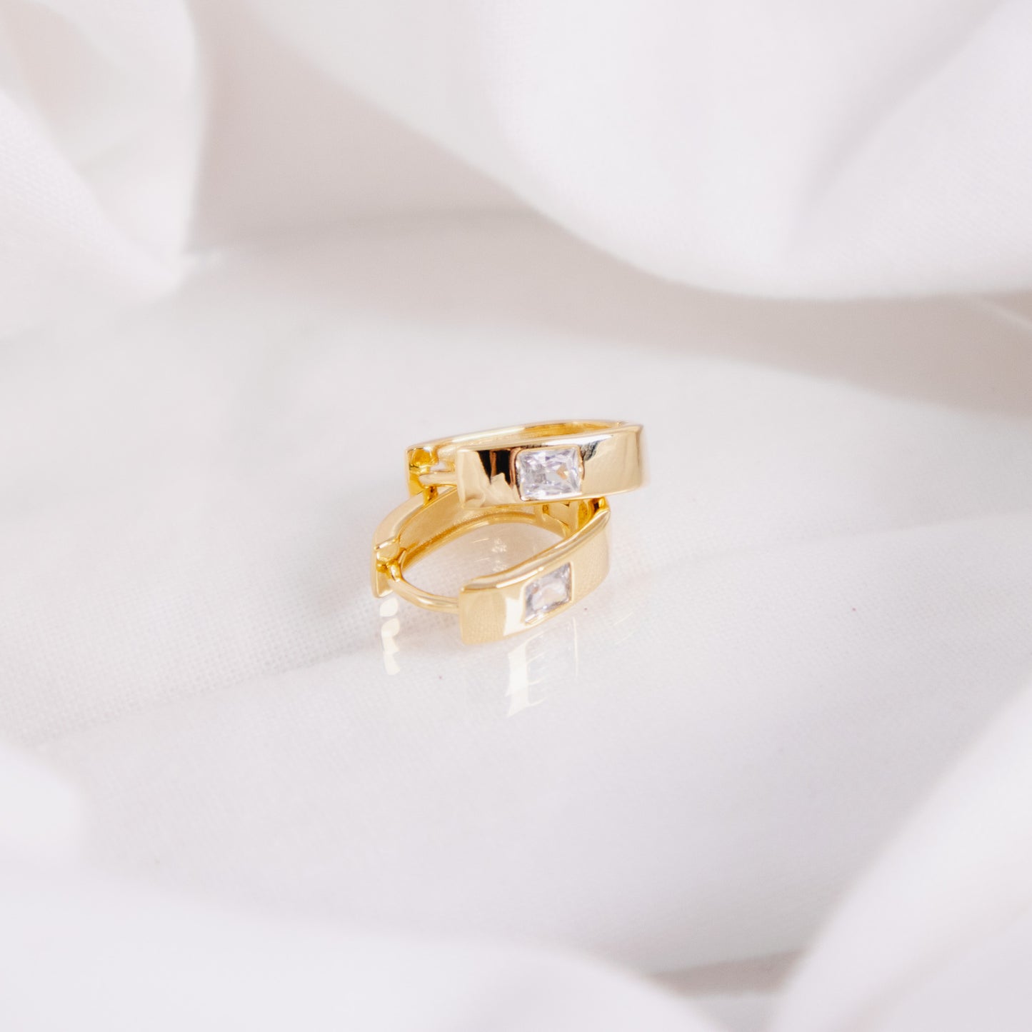 Gold Filled Diamond Huggie Hoop Earrings