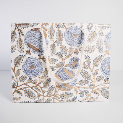 Medium Blue Floral Gift Bag