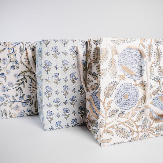 Medium Blue Floral Gift Bag