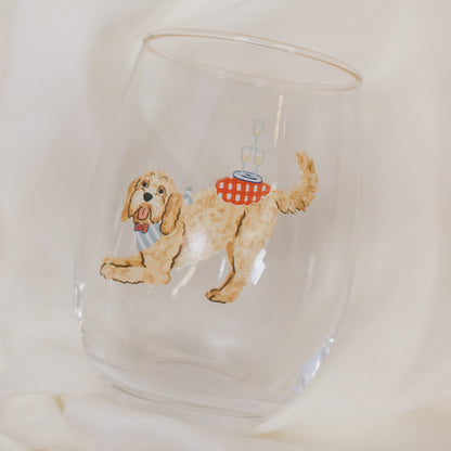 Champagne Doodle Wine Glass