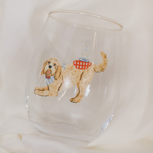 Champagne Doodle Wine Glass