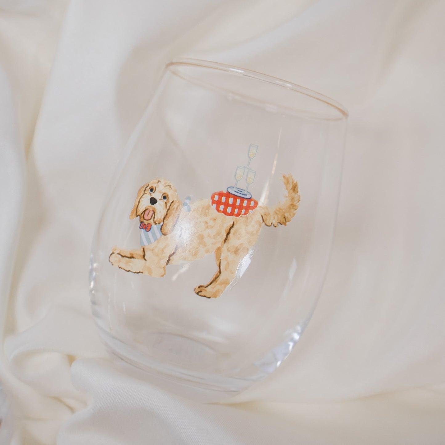Champagne Doodle Wine Glass