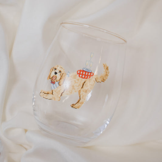 Champagne Doodle Wine Glass