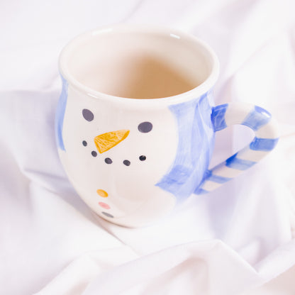 Snowman Mug with Candy Cane Handle