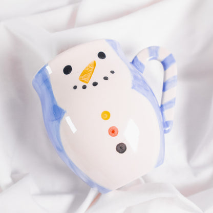 Snowman Mug with Candy Cane Handle