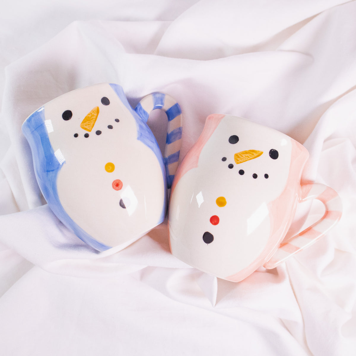 Snowman Mug with Candy Cane Handle