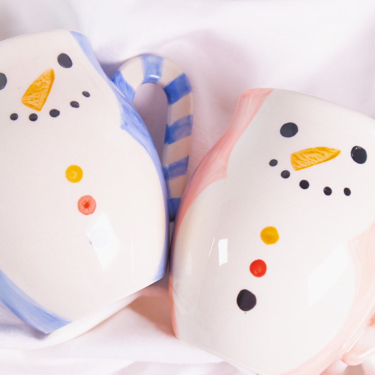 Snowman Mug with Candy Cane Handle