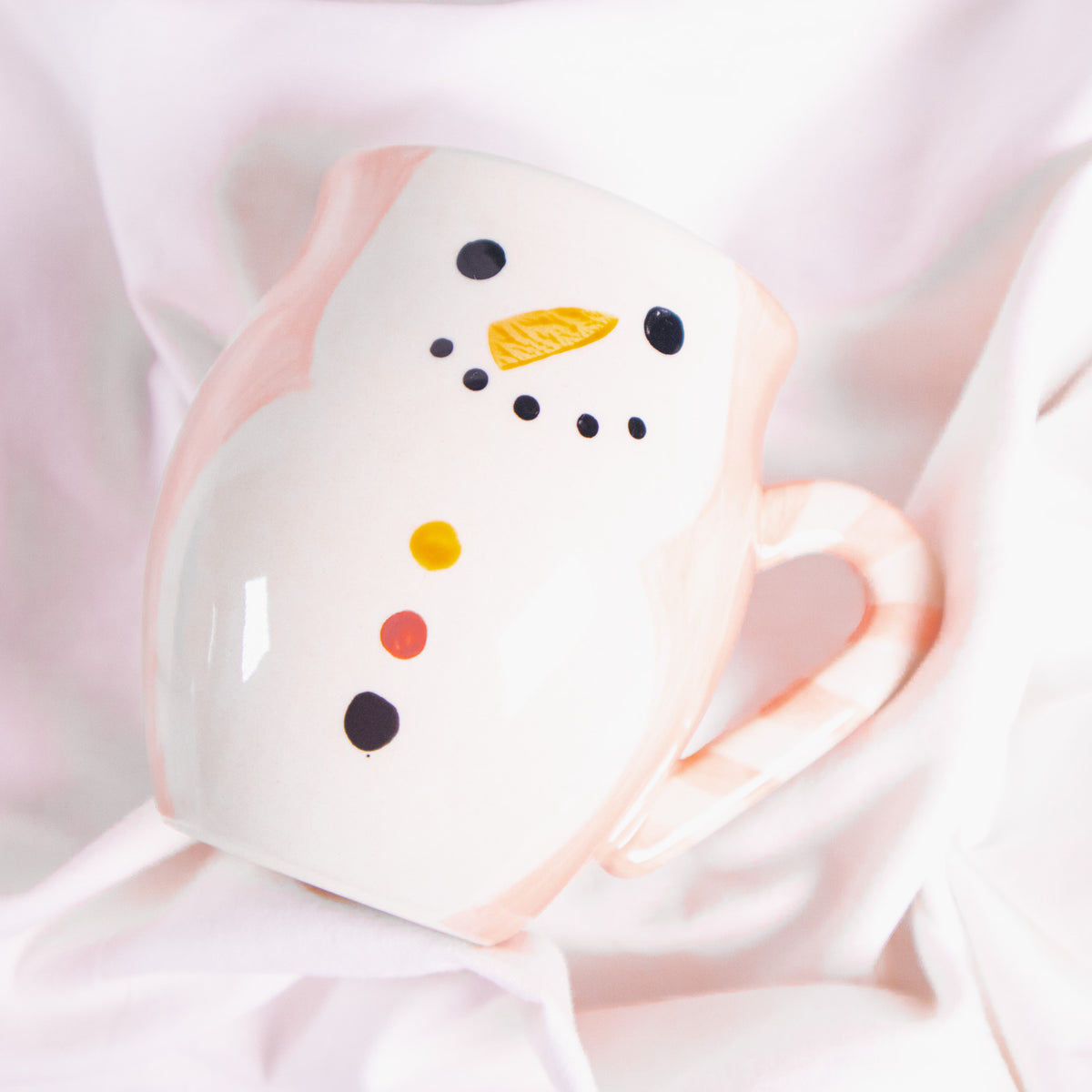Snowman Mug with Candy Cane Handle