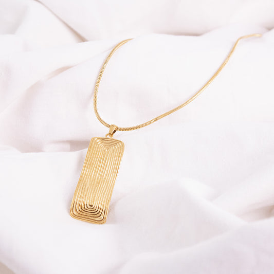 Wavy Gold Pennant Necklace