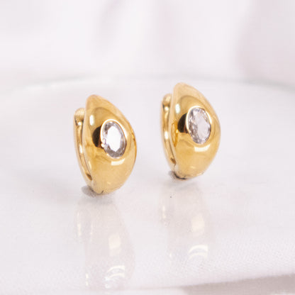 Oval Crystal Huggie Hoop Earrings