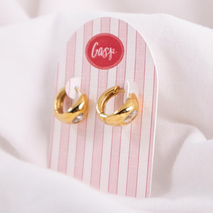 Oval Crystal Huggie Hoop Earrings