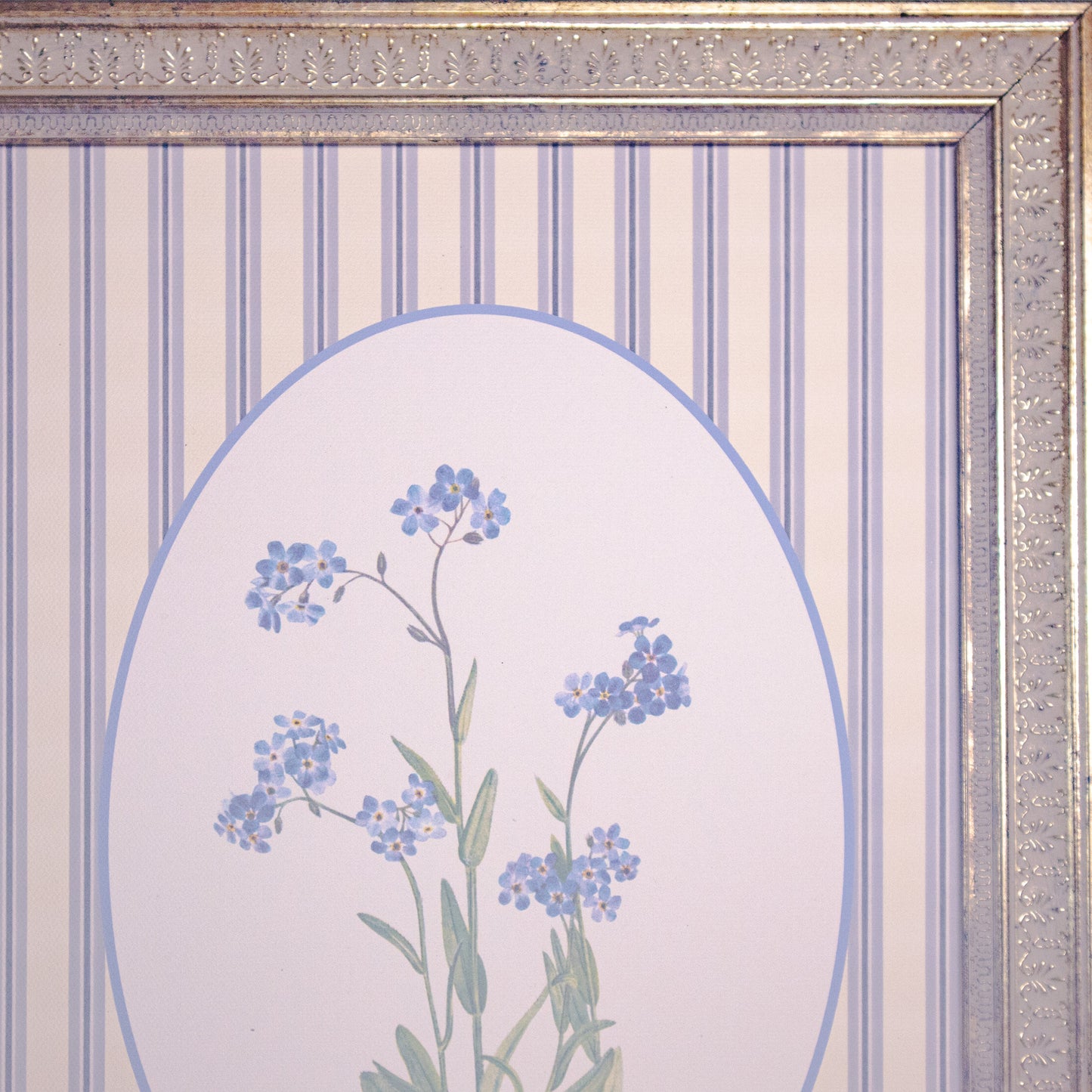 Blooms On Stripes Framed Wall Art