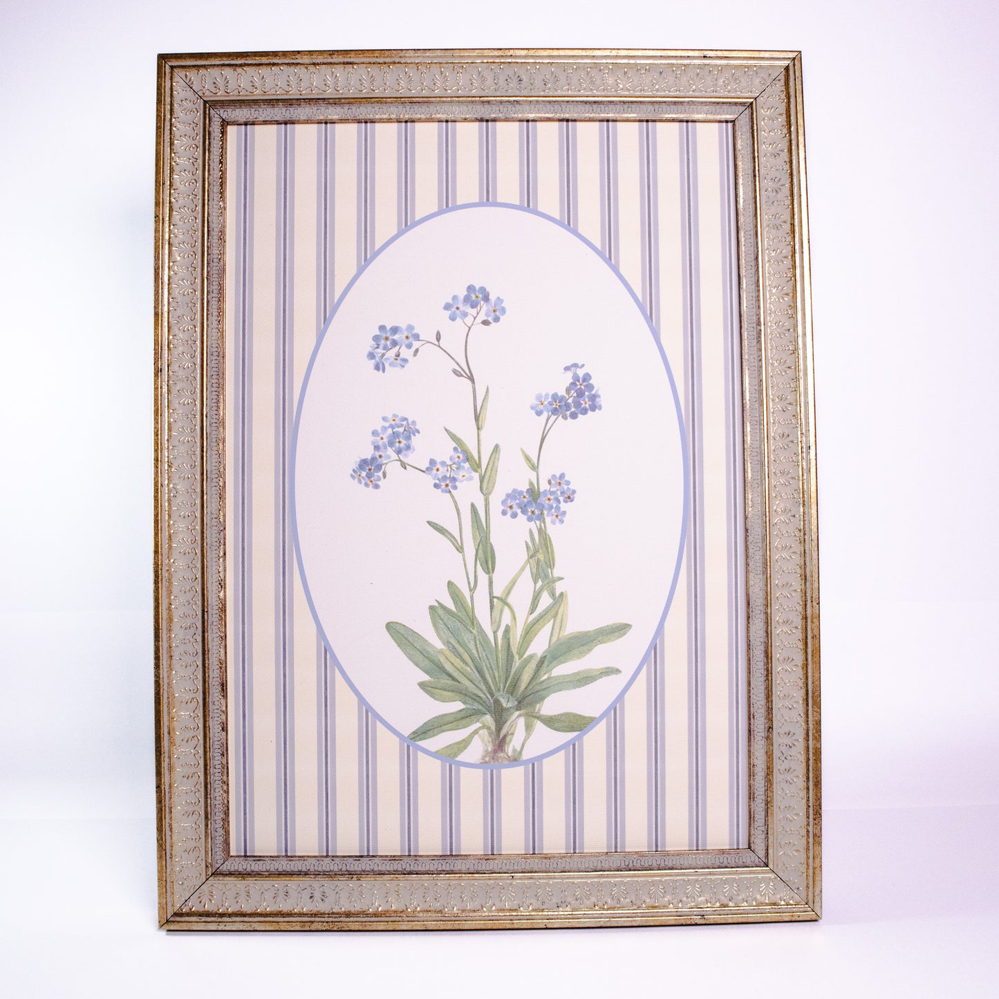 Blooms On Stripes Framed Wall Art