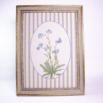 Blooms On Stripes Framed Wall Art
