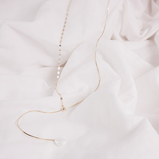 Mixed Chain Pearl Drop Necklace