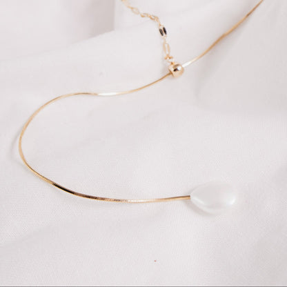 Mixed Chain Pearl Drop Necklace