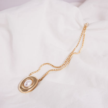 Oval Pearl Pennant Necklace