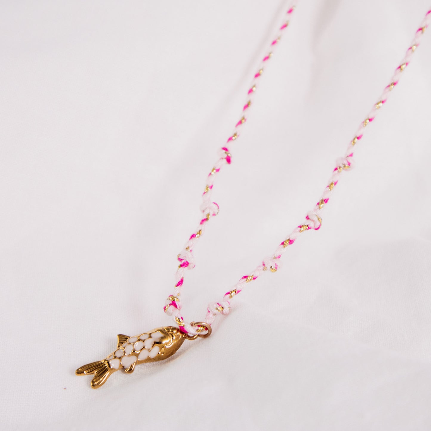 Pink Fish Cord Necklace