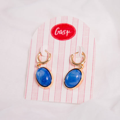 Lapis Drop Hoop Earrings