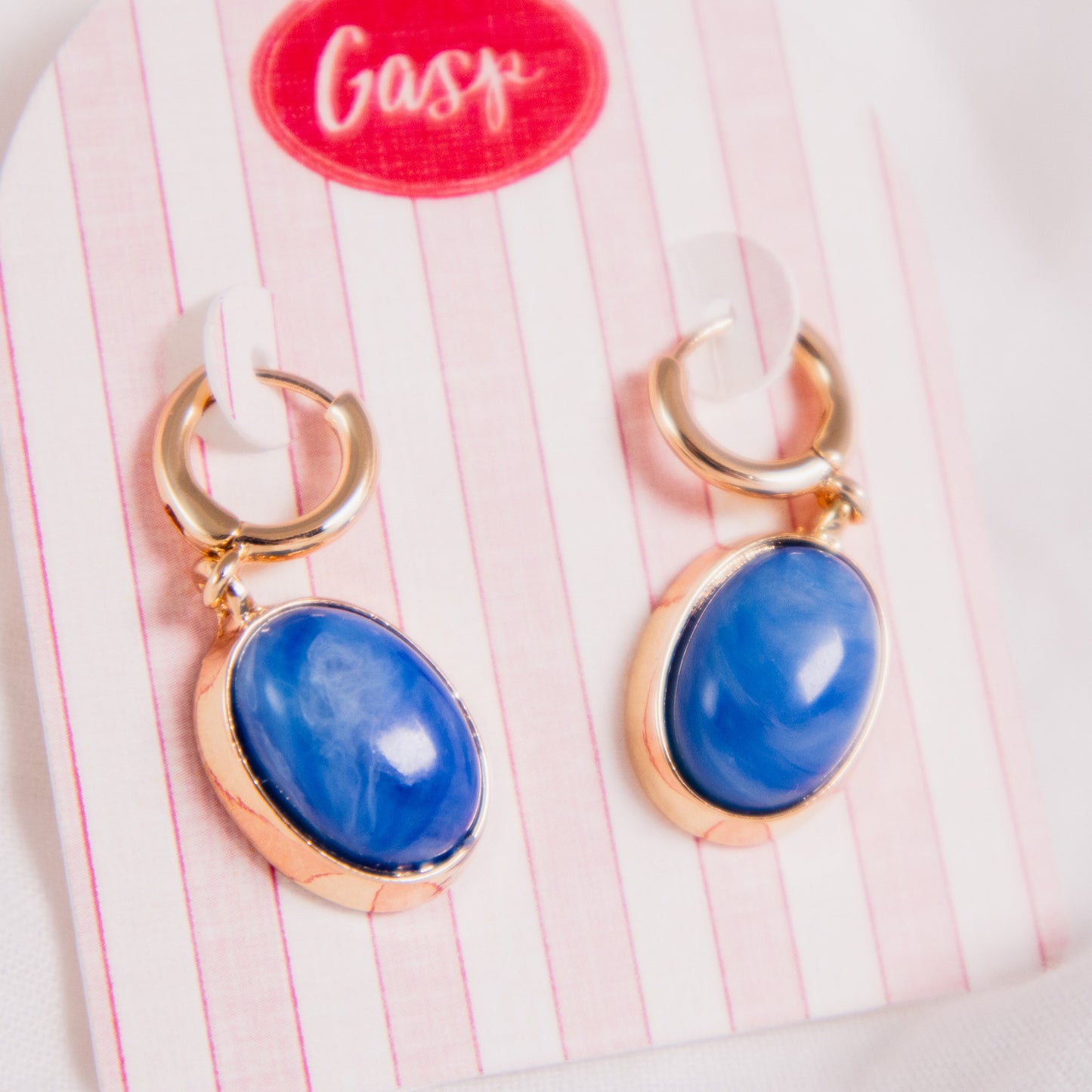 Lapis Drop Hoop Earrings