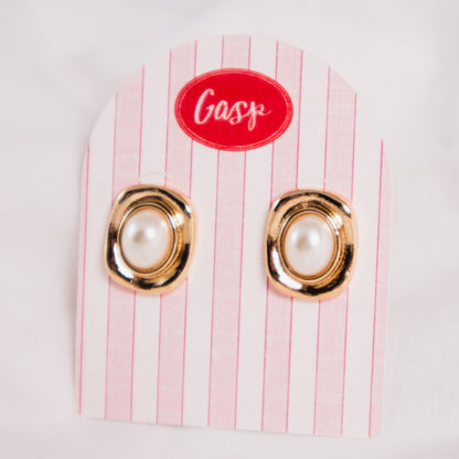 Sculpted Gold Pearl Earrings