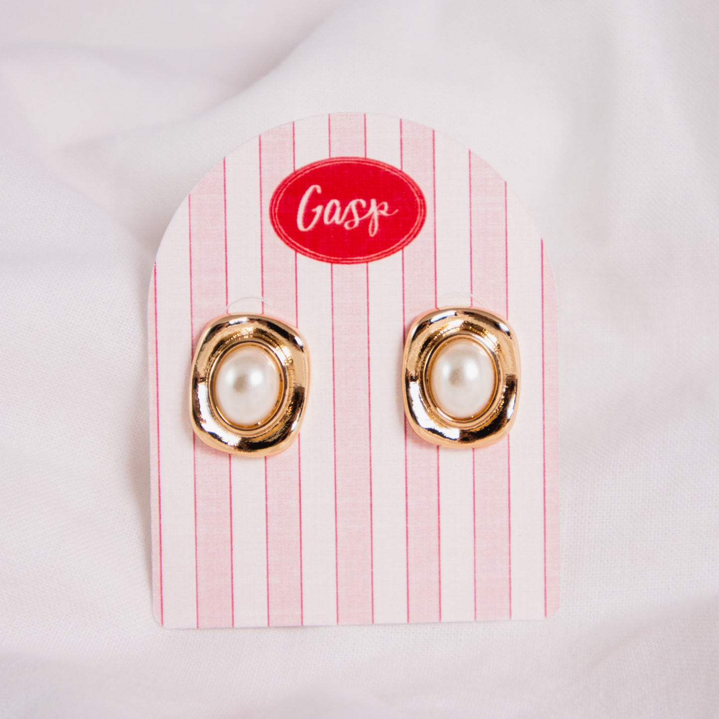 Sculpted Gold Pearl Earrings