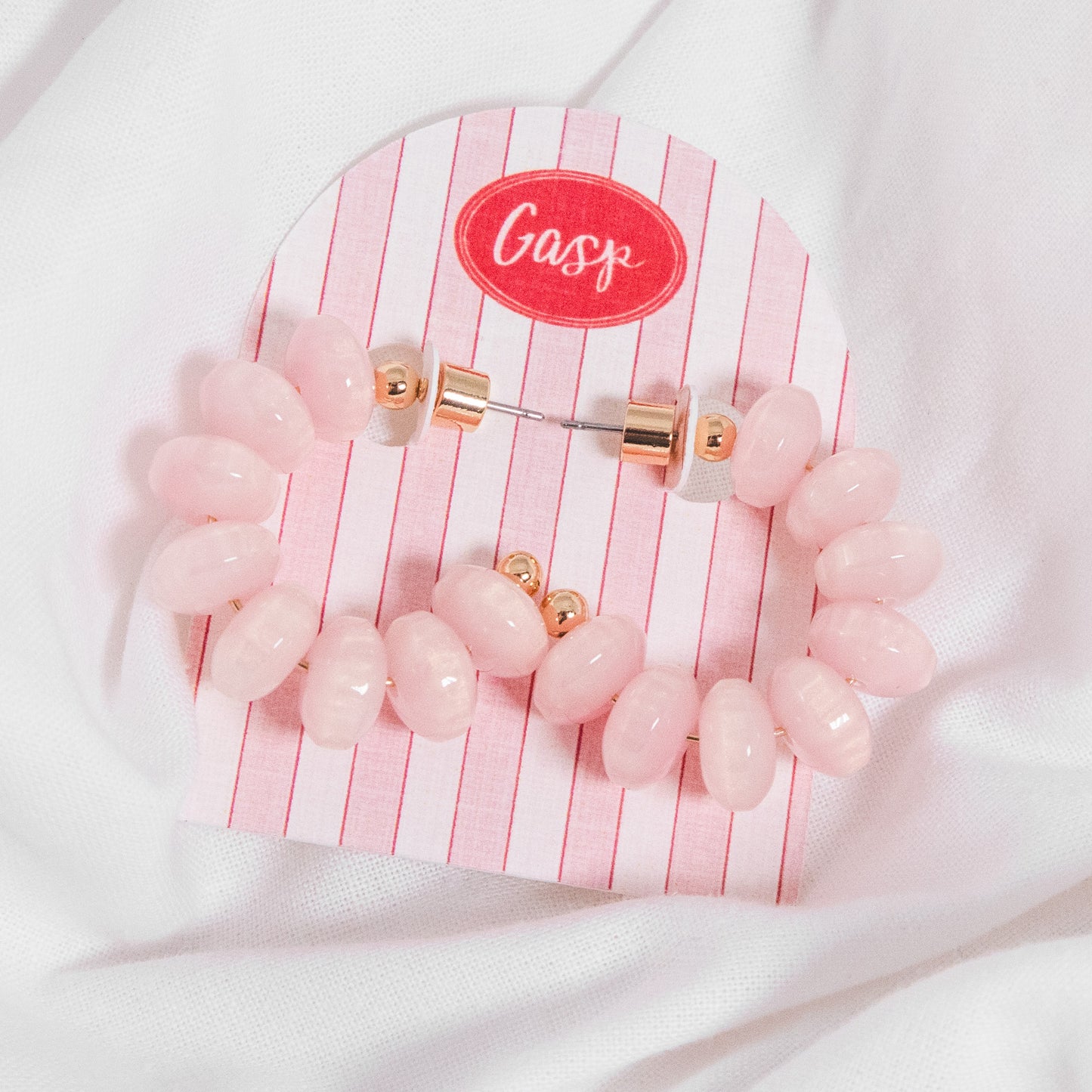 Pink Beaded Hoop Earrings