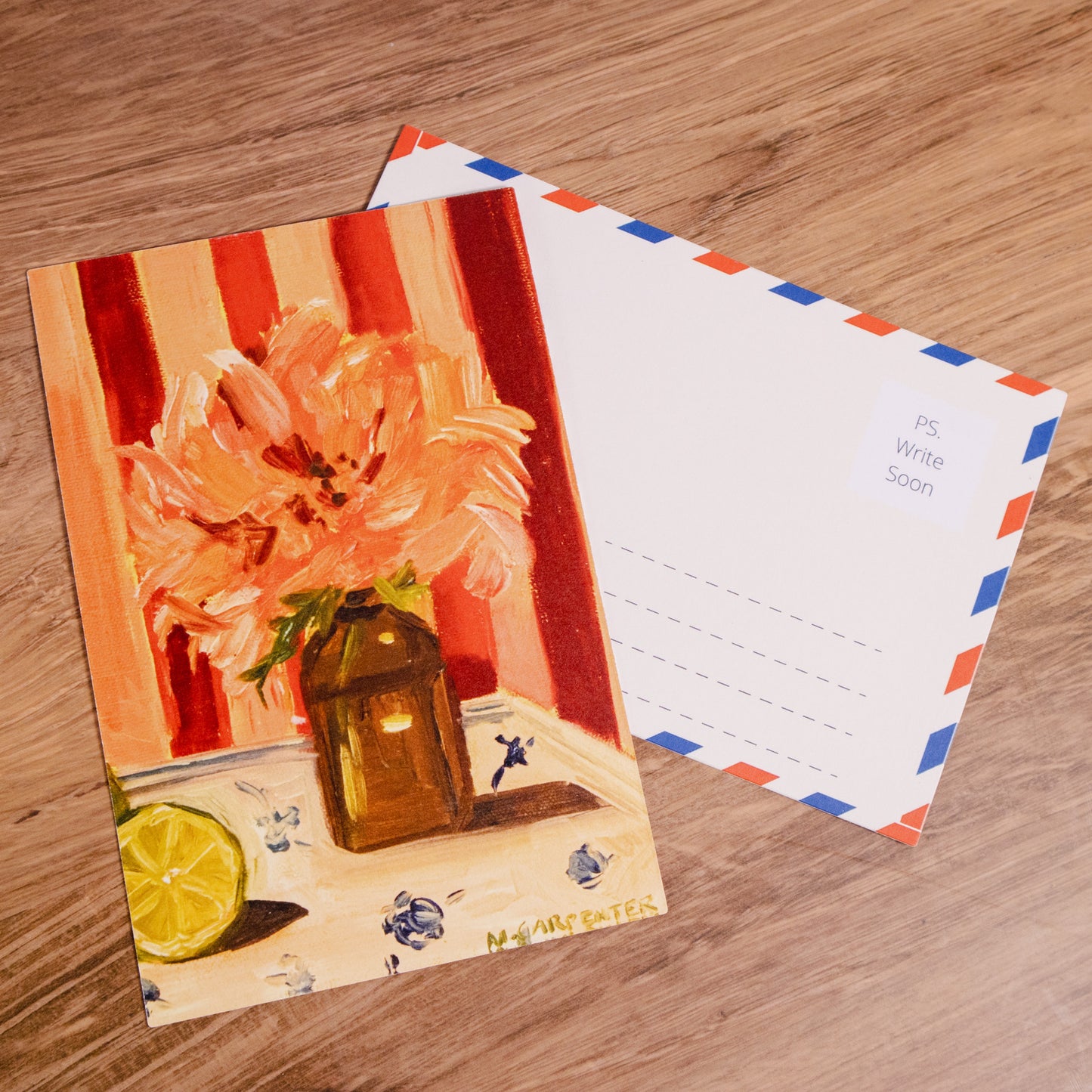 Peony Stripes Postcard