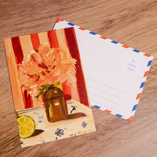 Peony Stripes Postcard