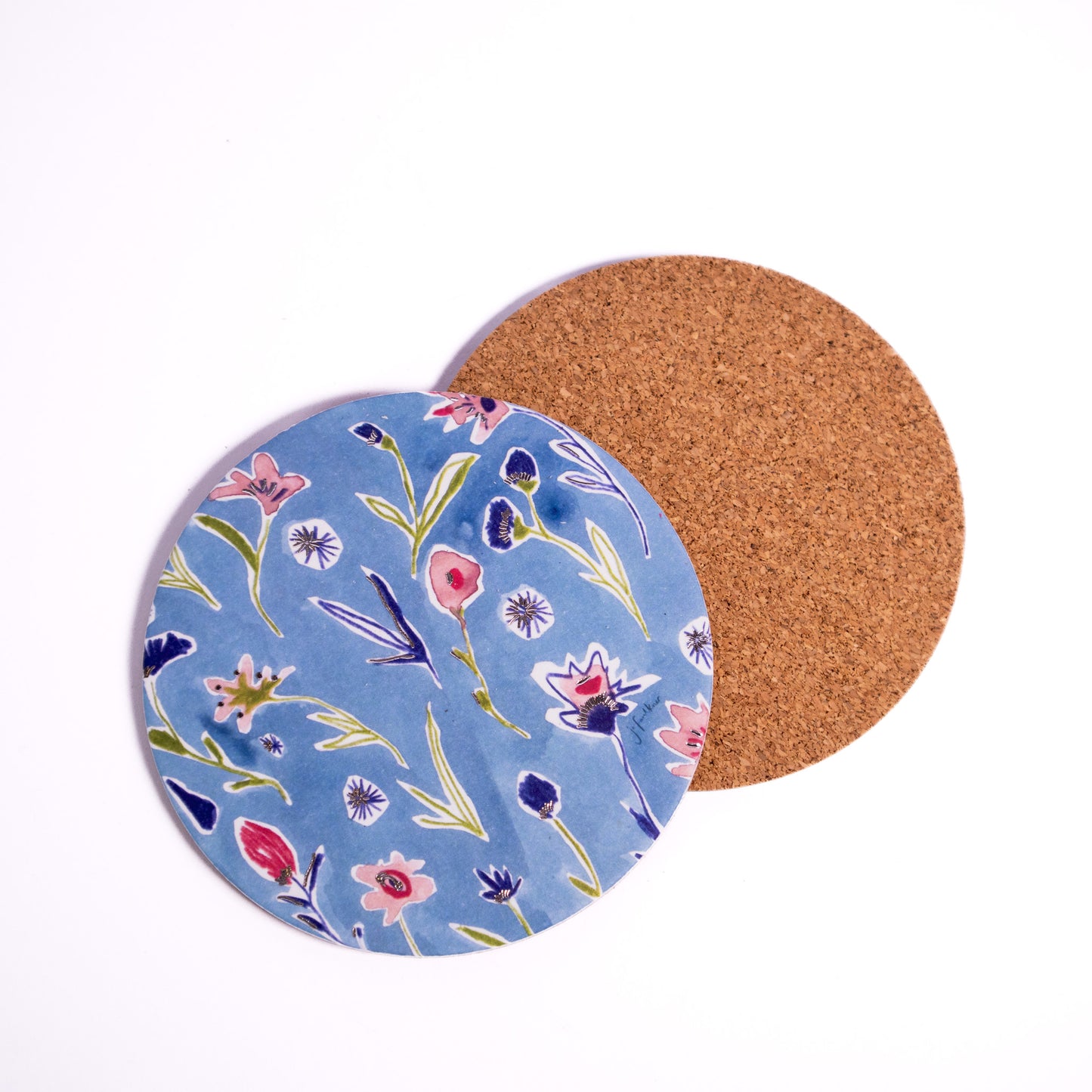 Blue Floral Cork Coaster