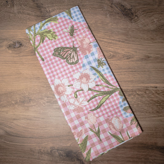 Floral Collage Geometry Tea Towel